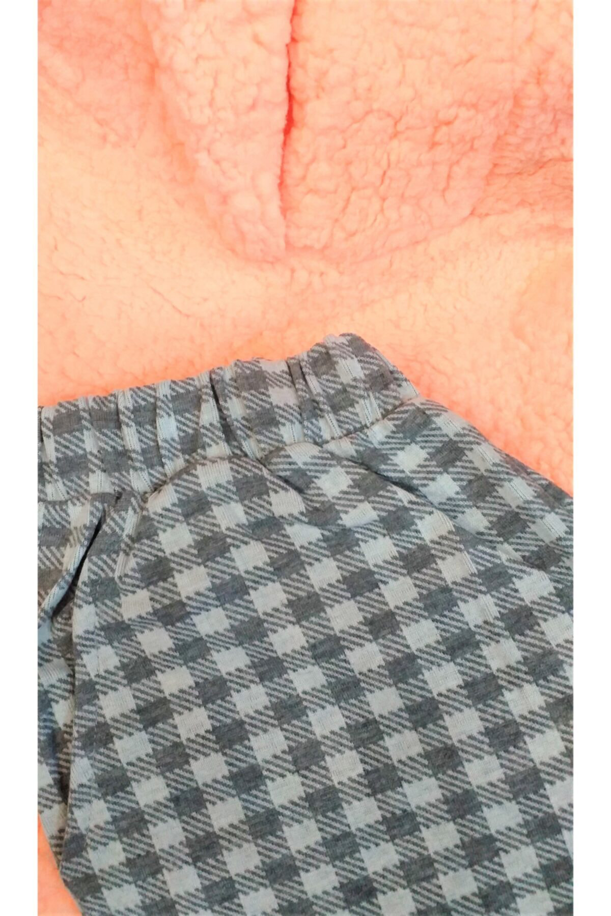 Kapşonlu Peluş Pijama Takımı Somon