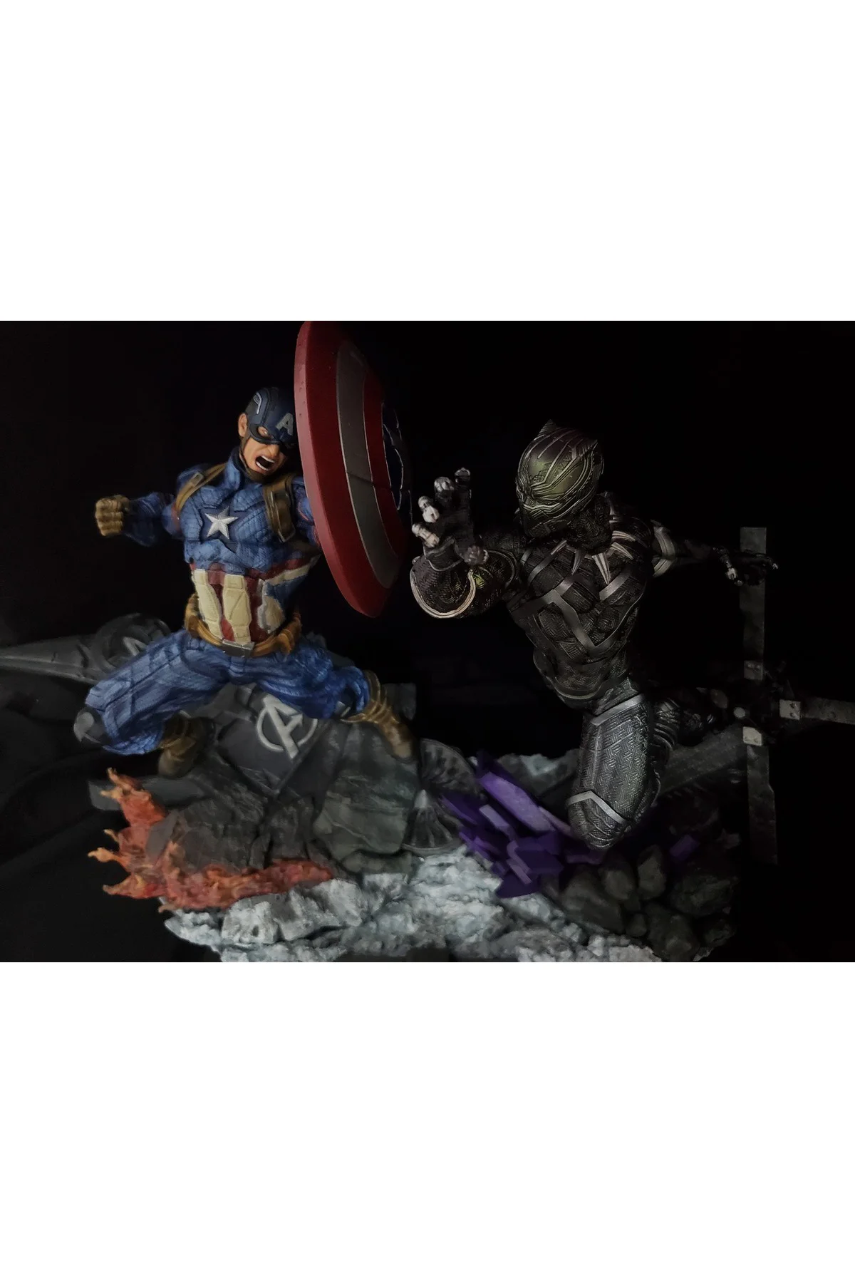 Kaptan Amerika vs Black Panter Obje Black Panther vs Captain America Figür Büyük Boy