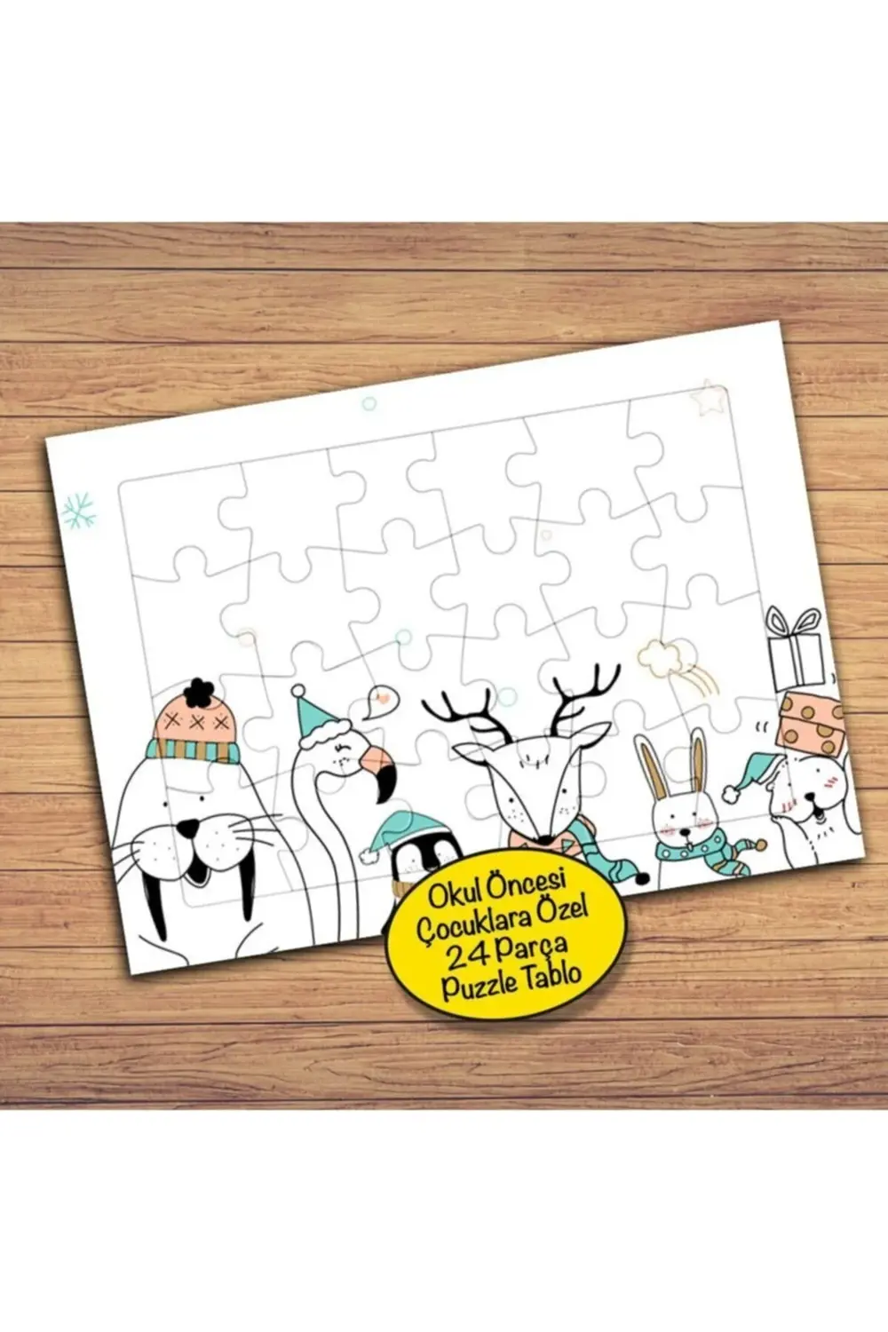 Kar Taneleri-sevimli Hayvanlar Çocuklara Özel Puzzle Yapboz Tablo