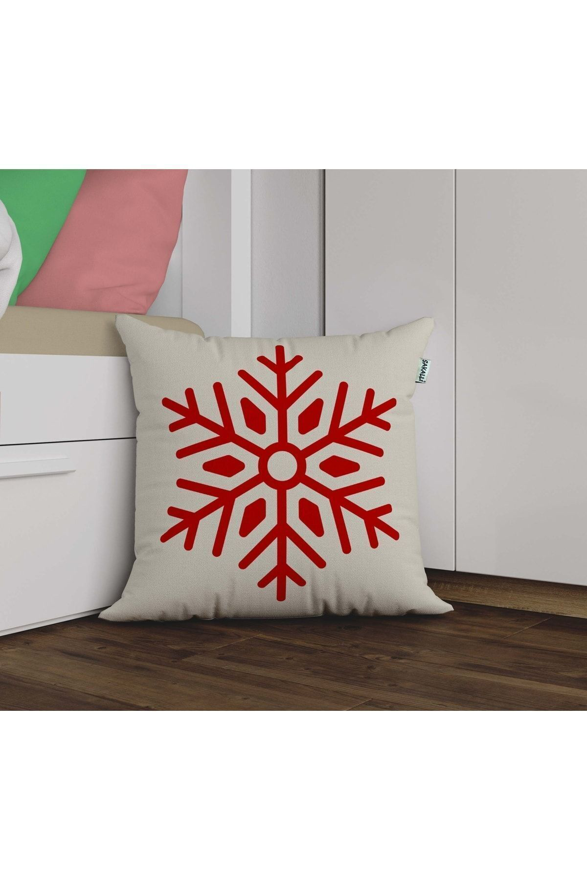 Kar Tanesi Desen 3d Digital Baskılı Dekoratif Kırlent Kılıfı