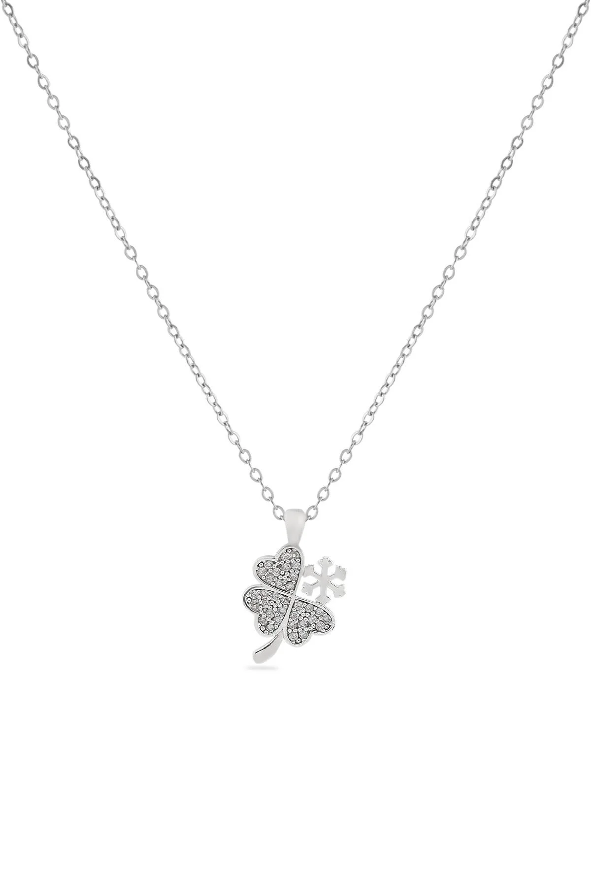 Kar Tanesi Yonca Zirkon Kolye SILVER 45 cm Fiyatı, Yorumları ve Özellikleri