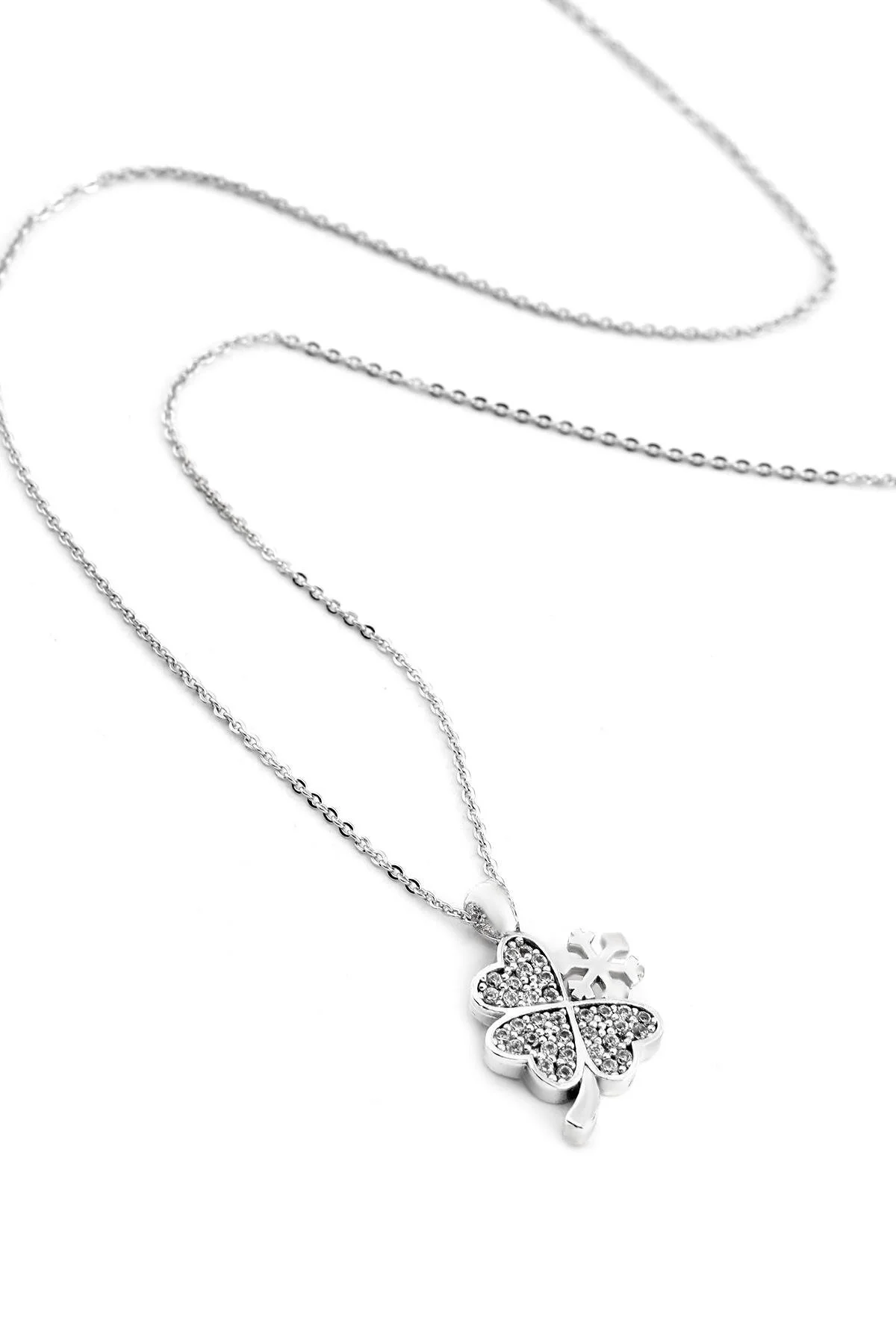 Kar Tanesi Yonca Zirkon Kolye SILVER 45 cm Fiyatı, Yorumları ve Özellikleri