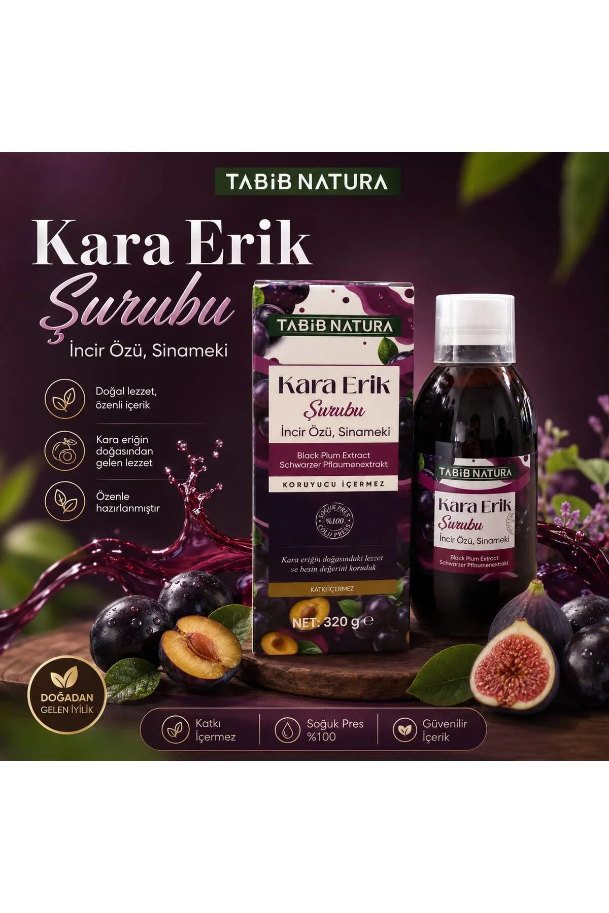 Kara Erik Şurubu İncir özü ve Sinameki İçerikli Şurub 320 gr- 2 adet (Katkısız & Vegan) Fiyatı, Yorumları ve Özellikleri