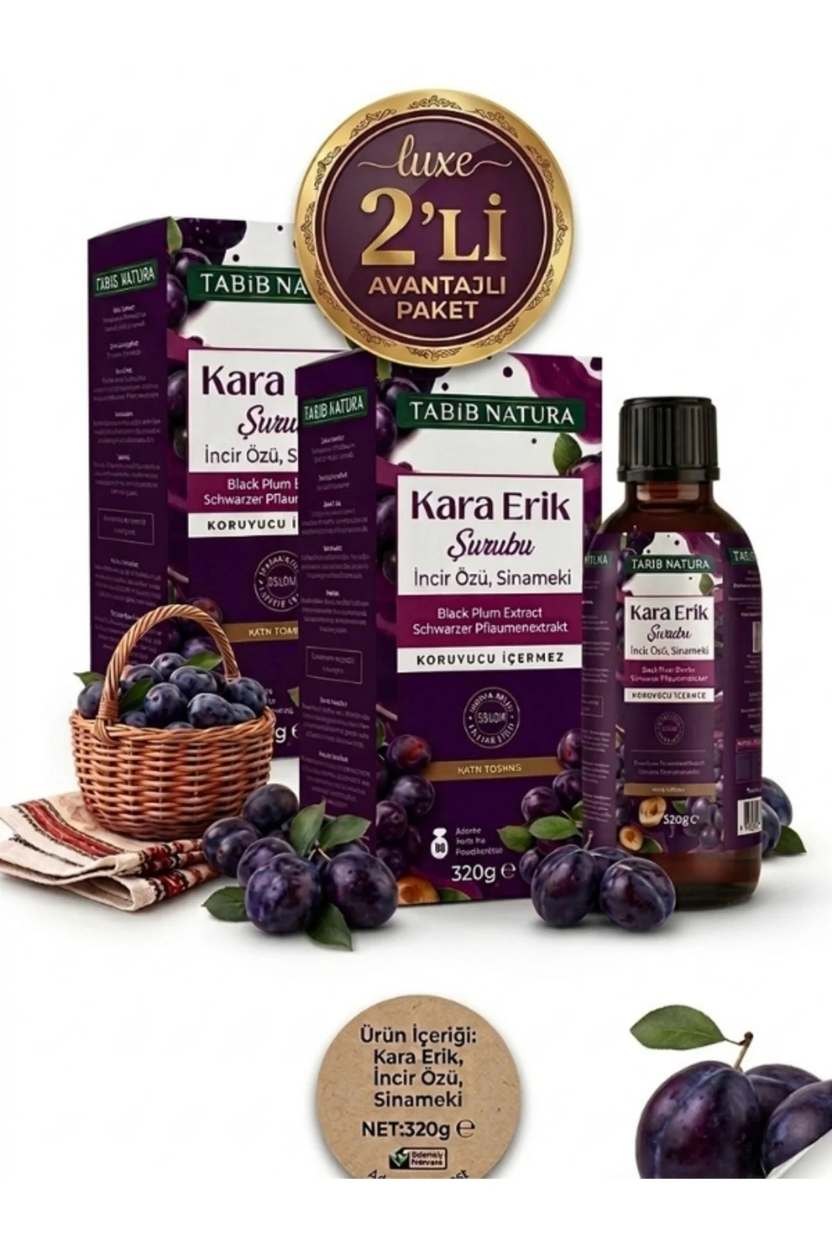 Kara Erik Şurubu İncir özü ve Sinameki İçerikli Şurub 320 gr- 2 adet (Katkısız & Vegan) Fiyatı, Yorumları ve Özellikleri