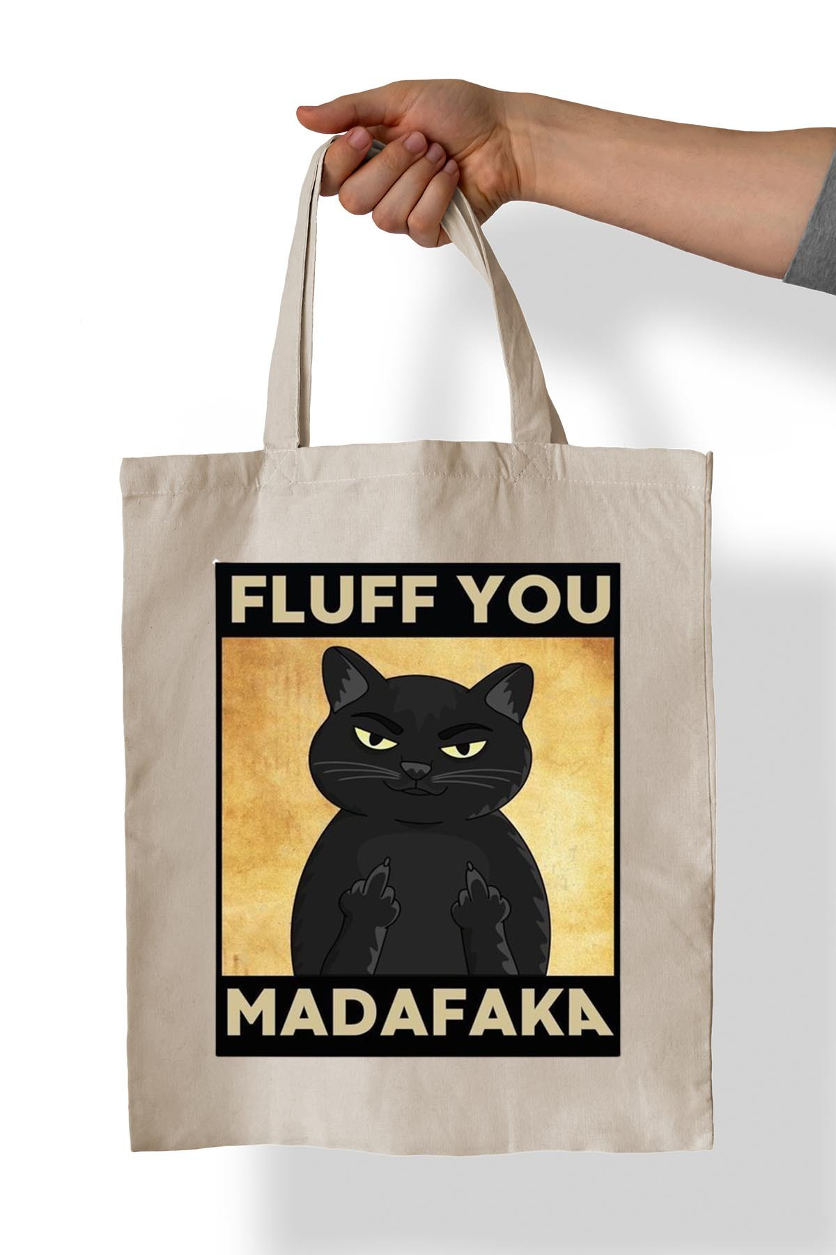 Remonz Kara Kedi Baskili %100 Pamuk 35X38 Cm Bez Çanta