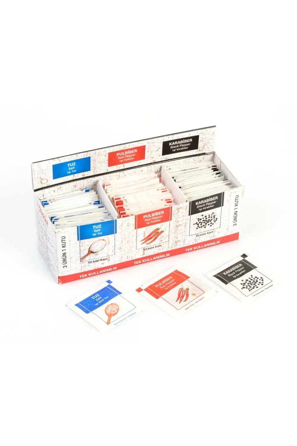 Karabiberxpulbiberxtuz 3 Ürün 1 Kutu / 3 X 50adet X 150gr