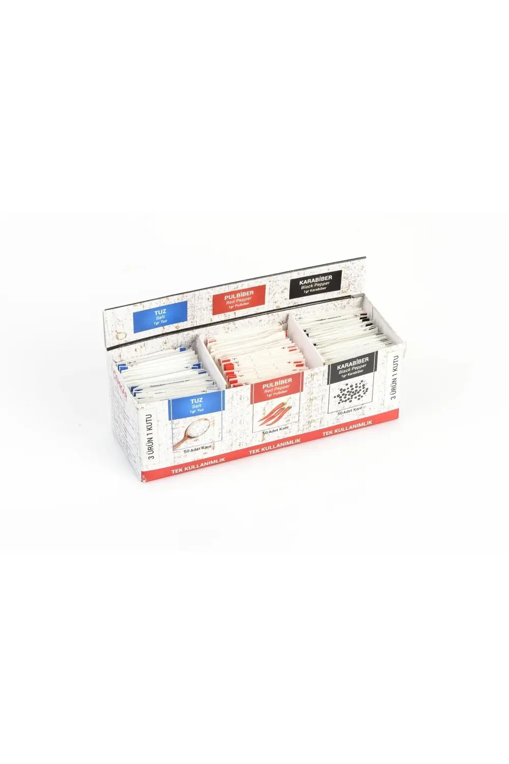 Karabiberxpulbiberxtuz 3 Ürün 1 Kutu / 3 X 50adet X 150gr