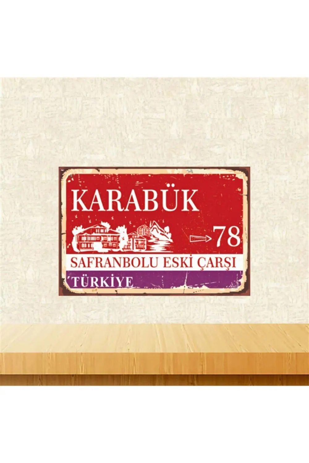 Karabük Safranbolu Eski Çarşı 20-30 Cm Retro Ahşap Tablo Tkfx5791