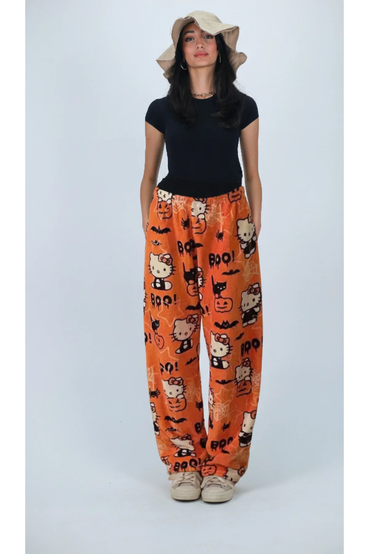 Karakter Desenli Peluş Baggy Pantolon Karakter Desenli Peluş Baggy Pantolon