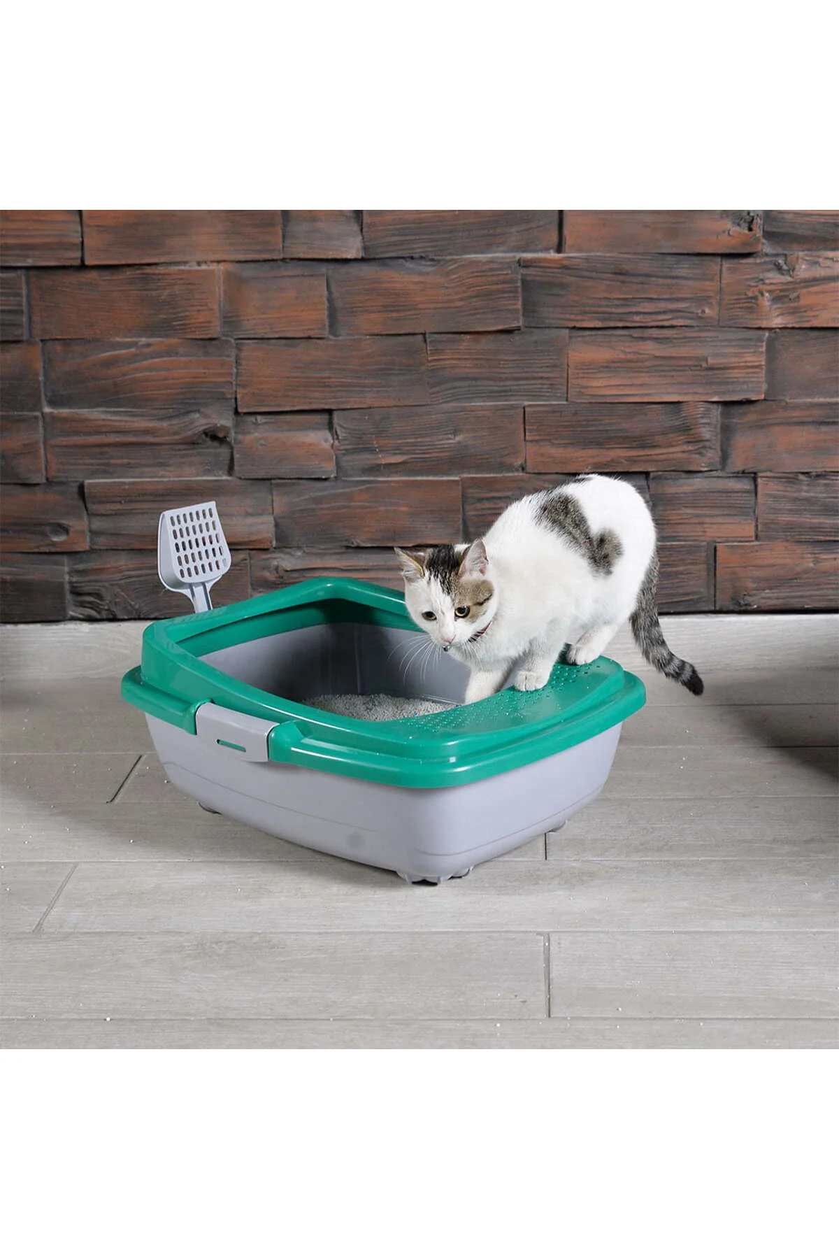 Karamel Izgaralı Açık Kedi Tuvaleti Çeşitli Renklerde + Kürek Hed