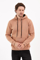 Karamel Renk Kanguru Cepli Kapüşonlu Sweatshirt 1205 - KARAMEL