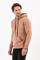 Karamel Renk Kanguru Cepli Kapüşonlu Sweatshirt 1205 - KARAMEL