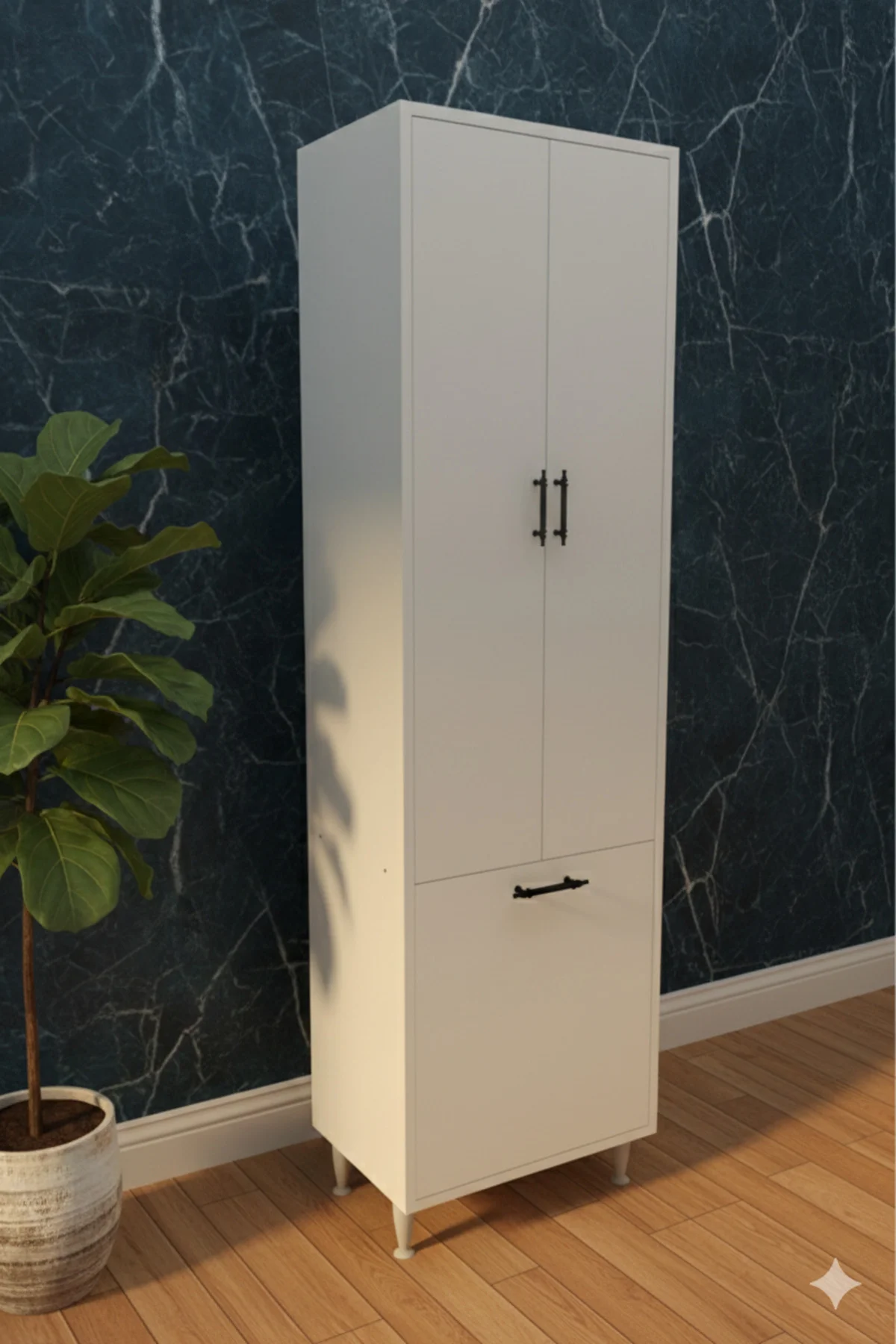 Karanfil 2 Kapaklı Çok Amaçlı Kirli Çamaşır Sepetli Dolap