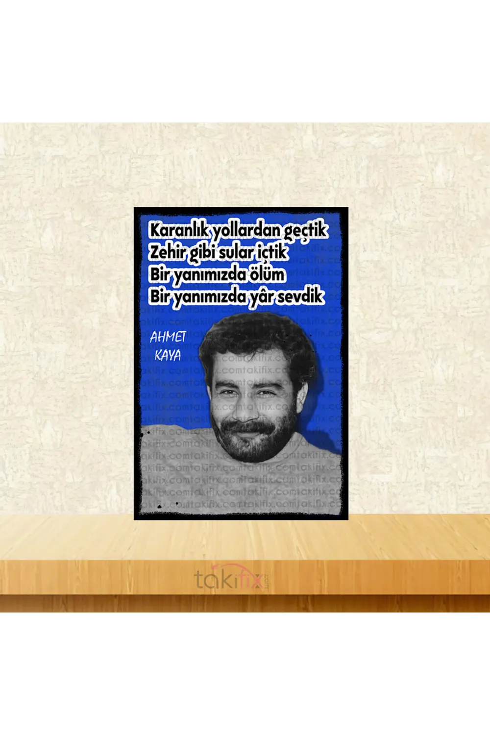 Karanlık Yollardan Geçtik Ahmet Kaya 20x30 Cm Retro Ahşap Tablo