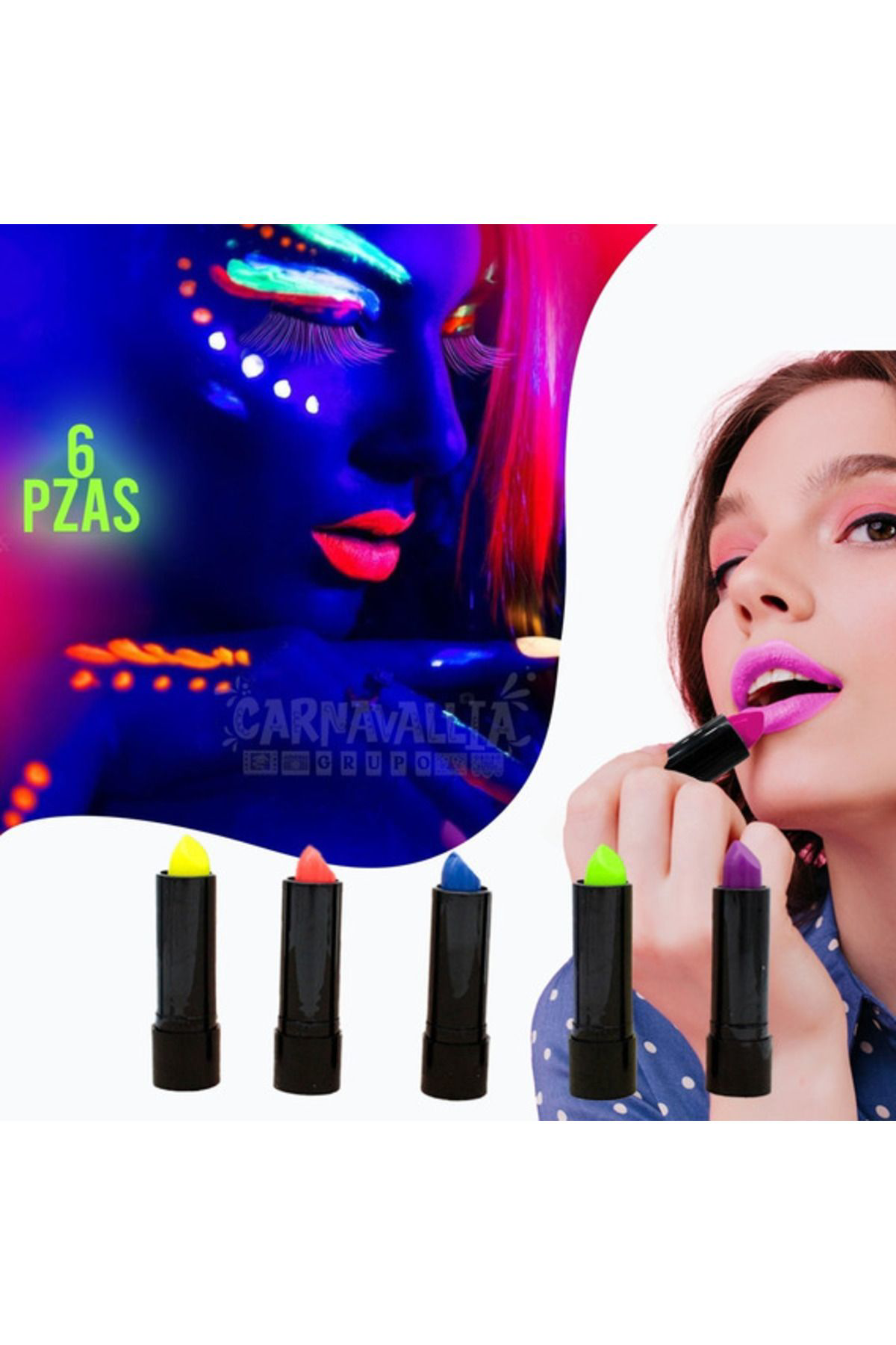 Ok Aksesuar Karanlıkta Parlayan Yanan Uv Neon Ruj Yüz Boyama 6 Adet 6 Renk  G