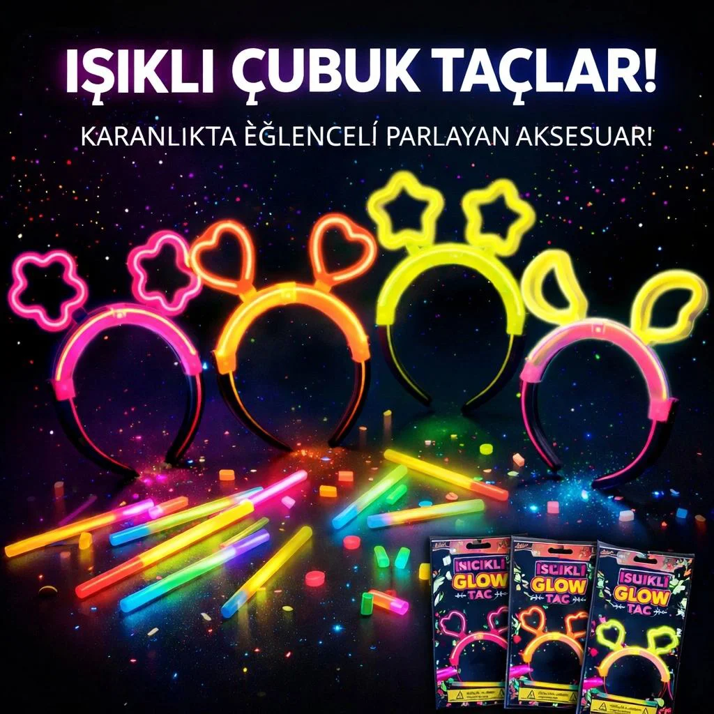 Karanlıkta Parlayan Glow Taç Seti 12 Adet – Yıldız Kalp Ay Çiçek Parti Aksesuarı Fiyatı, Yorumları ve Özellikleri