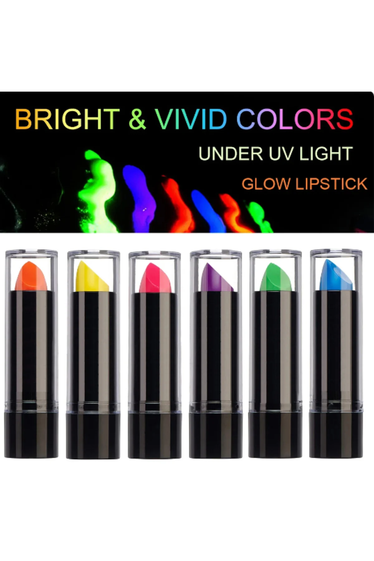 Karanlıkta Parlayan Yanan UV Neon Ruj Yüz Boyama 6 Adet 6 Renk  G