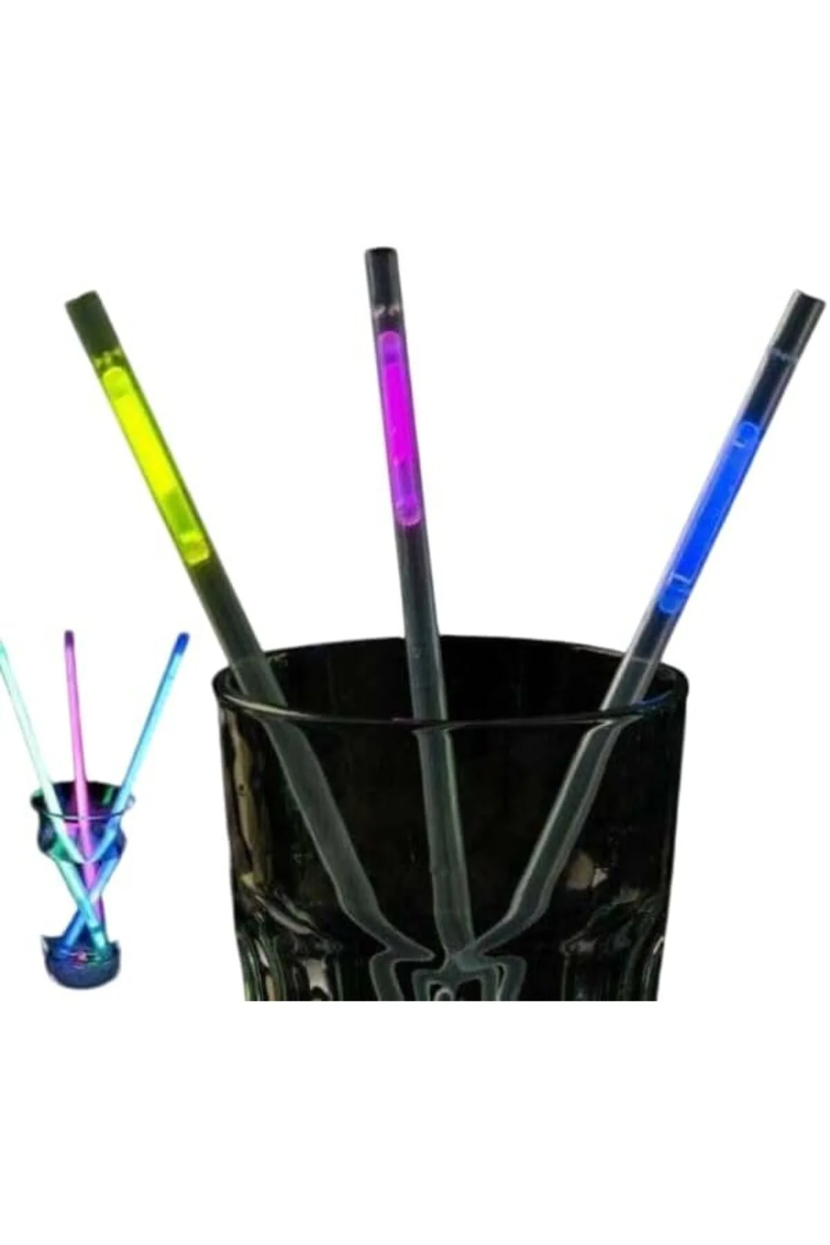 Karanlıkta Parlayan Glow Fosforlu Pipet 3 Renk 3 Adet