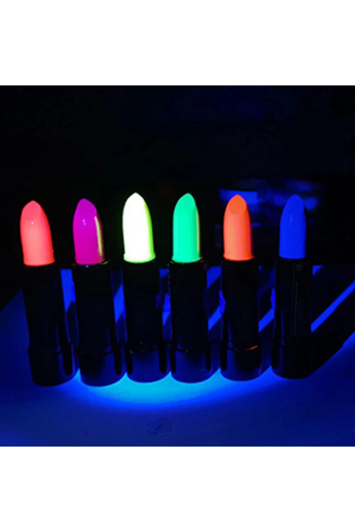 Karanlıkta Parlayan Yanan UV Neon Ruj Yüz Boyama 6 Adet 6 Renk