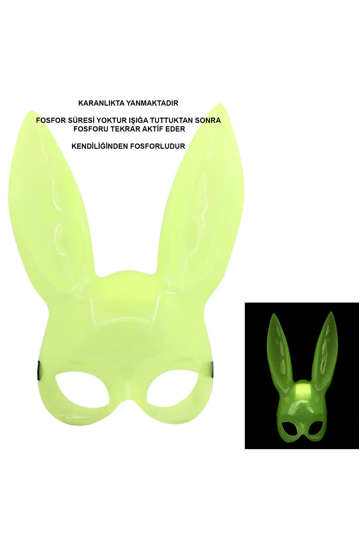 Karanlıkta Parlayan Fosforlu Tavşan Maskesi – Glow Bunny Masquerade Maske (32X22 Cm) Karanlıkta Parlayan Fosforlu Tavşan Maskesi – Glow Bunny Masquerade Maske (32X22 Cm) - Görsel 3