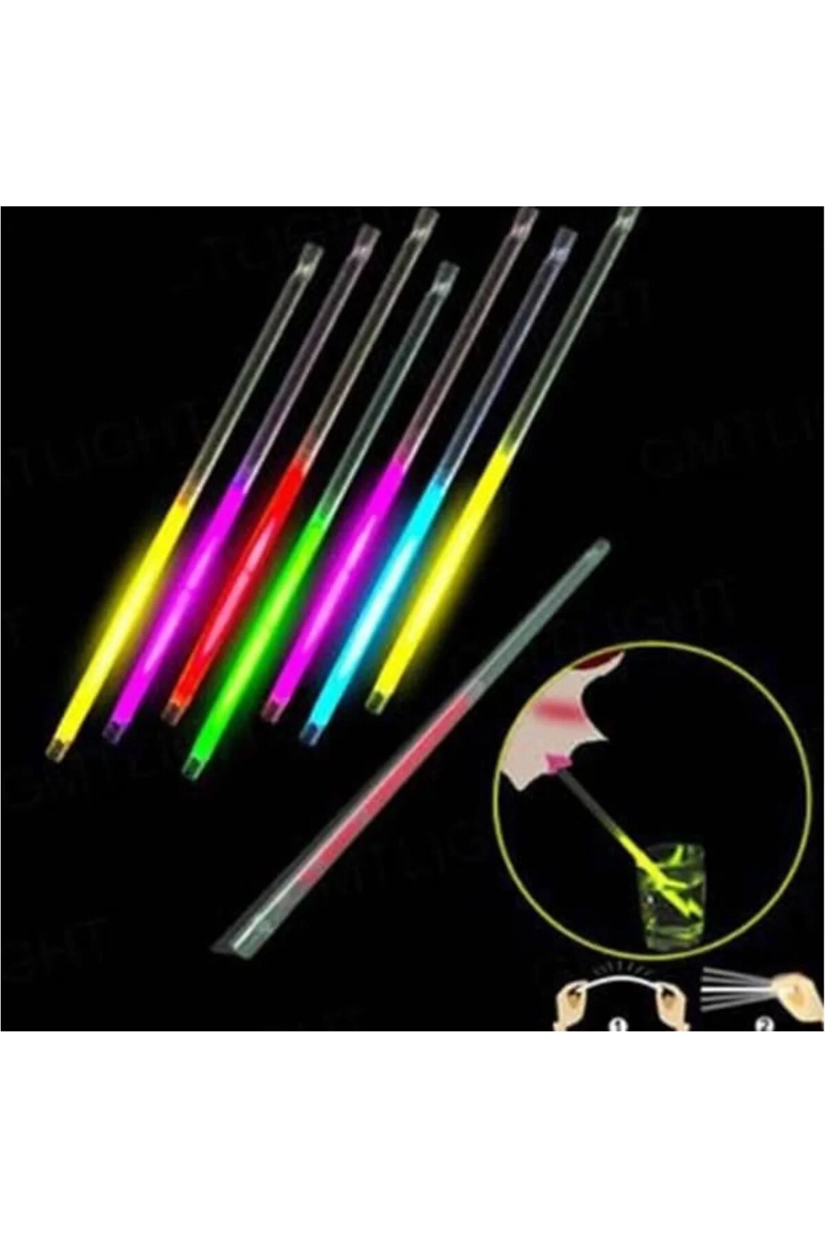 Karanlıkta Parlayan Glow Fosforlu Pipet 3 Renk 3 Adet