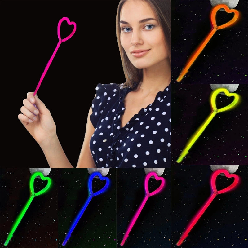 Karanlıkta Yanan Glow Partisi Kalp Şekilli Asa Sopa 6 Renk 6 Ade Karanlıkta Yanan Glow Partisi Kalp Şekilli Asa Sopa 6 Renk 6 Ade