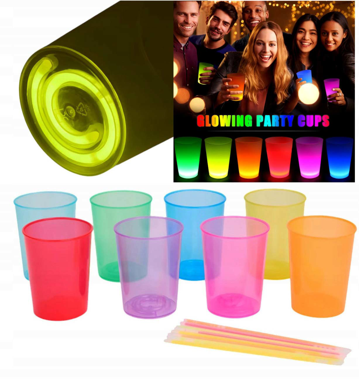 Karanlıkta Yanan Gece Işığı Mega Glow Bardaklar 8 Adet 8.5 x 10.5 Karanlıkta Yanan Gece Işığı Mega Glow Bardaklar 8 Adet 8.5 x 10.5