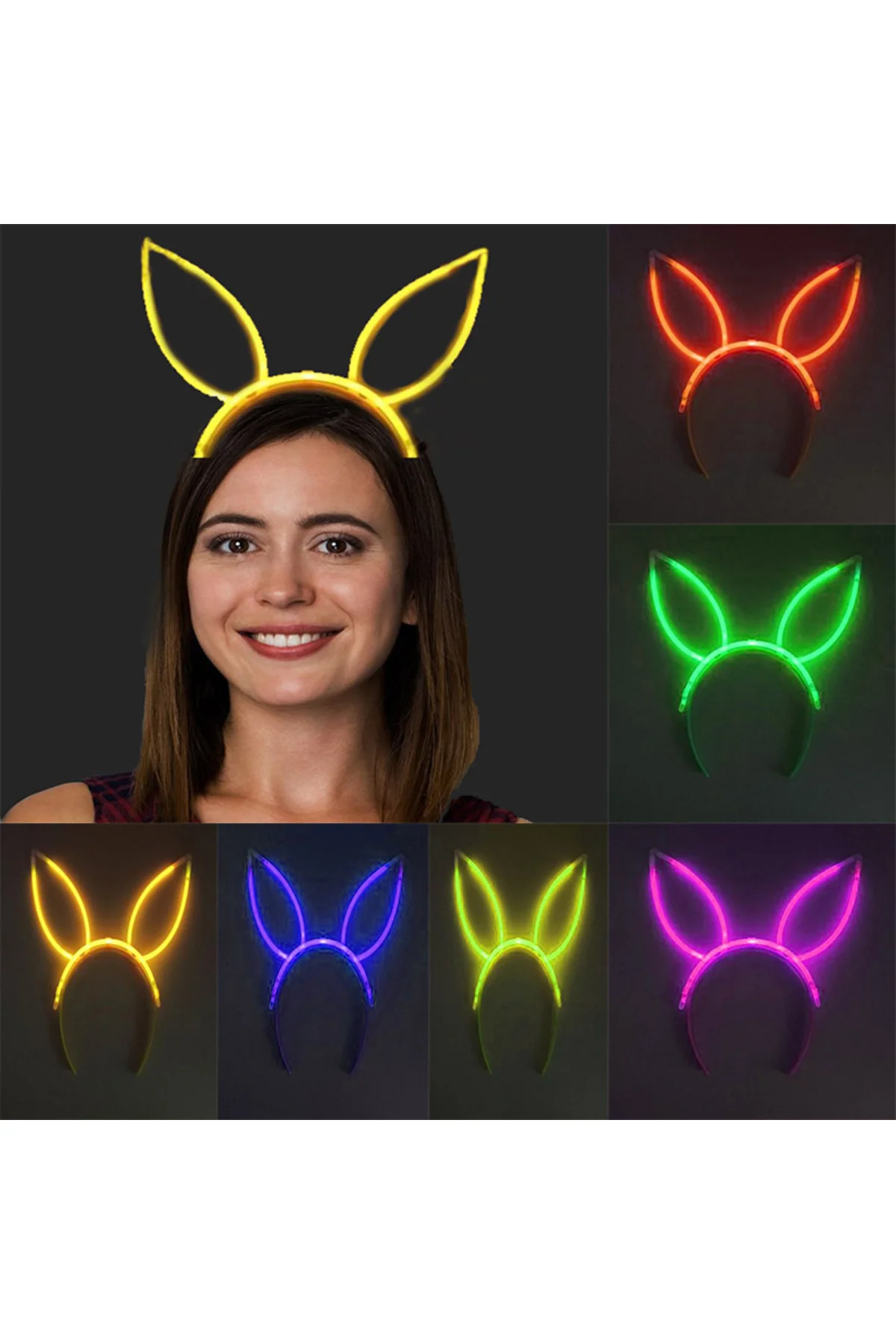 Karanlıkta Yanan Fosforlu Glow Taç 6 Renk 6 Adet