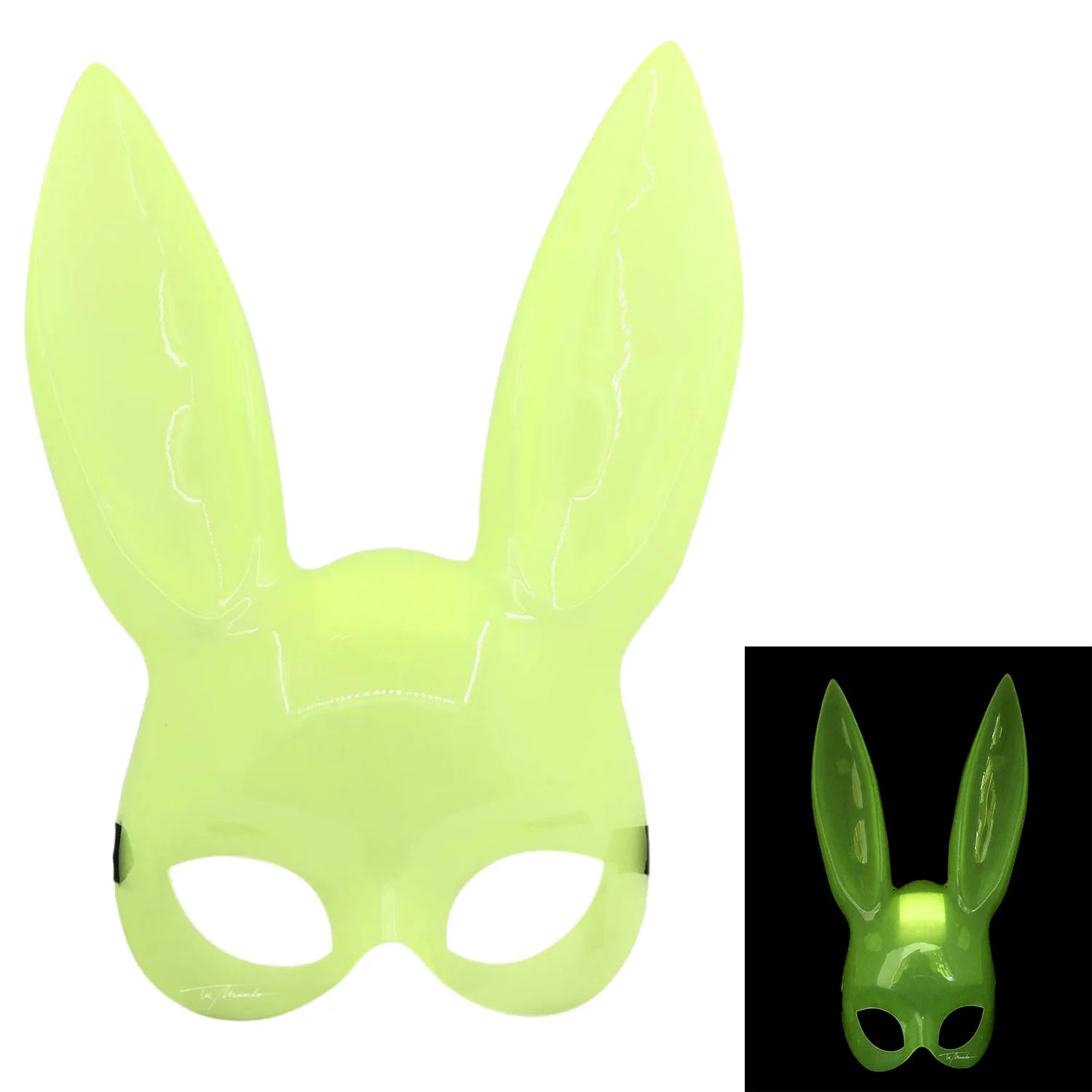 Karanlıkta Yanan Glow Floresan Tavşan Maskesi 32x22 cm Karanlıkta Yanan Glow Floresan Tavşan Maskesi 32x22 cm