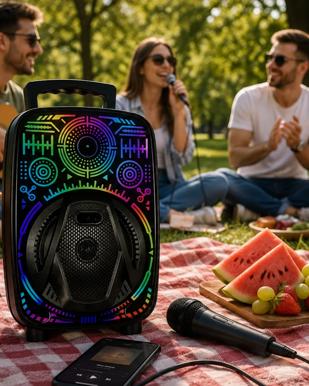 Karaoke Hoparlör RGB LED Işıklı USB FM Radyo Destekli Taşınabilir Speaker Karaoke Hoparlör RGB LED Işıklı USB FM Radyo Destekli Taşınabilir Speaker