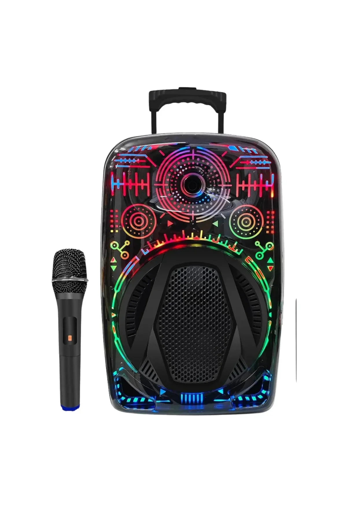 Karaoke Hoparlör RGB LED Işıklı USB FM Radyo Destekli Taşınabilir Speaker Karaoke Hoparlör RGB LED Işıklı USB FM Radyo Destekli Taşınabilir Speaker