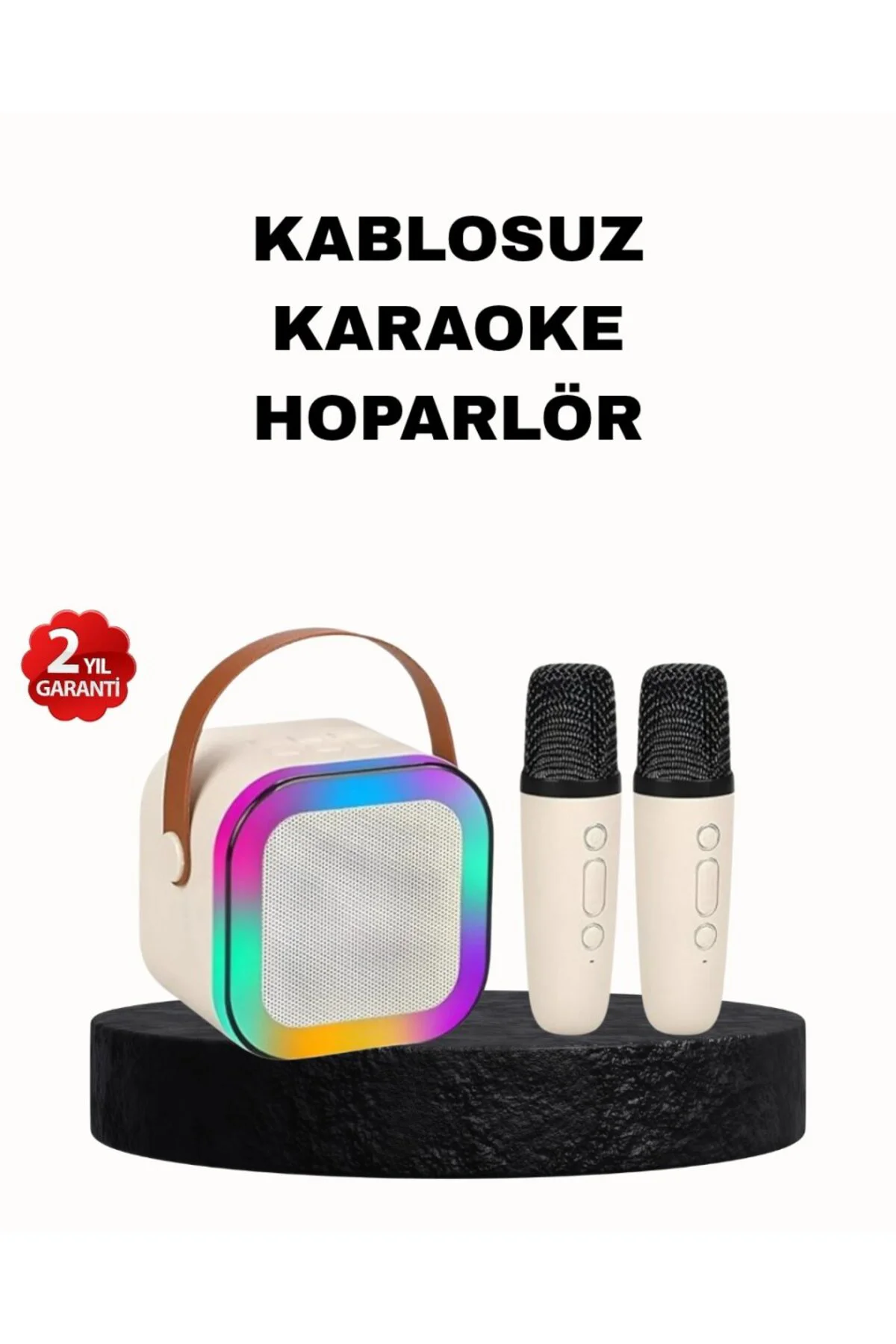Karaoke Hoparlör Taşınabilir Çift Mikrofonlu Ve Led Işıklı Blueto
