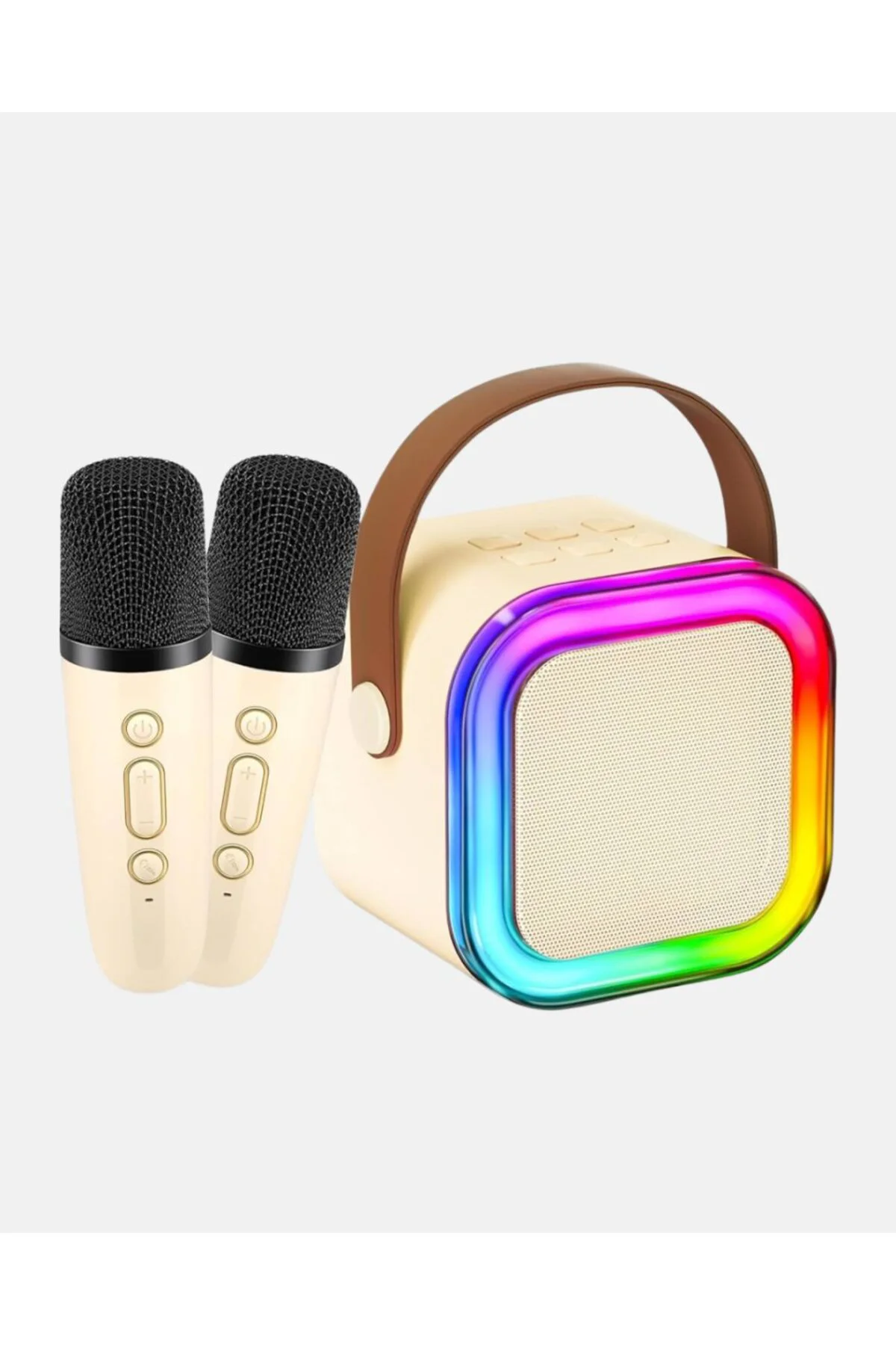 Karaoke Hoparlör Taşınabilir Çift Mikrofonlu ve LED Işıklı Bluetooth 5.0
