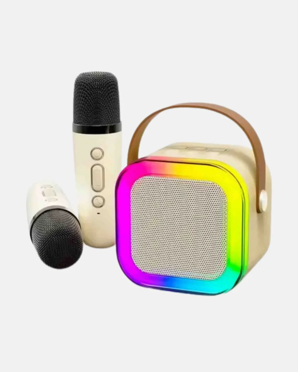 Karaoke Hoparlör Taşınabilir Bluetooth 5.0 Çift Mikrofonlu ve LED Işıklı – Ev Partileri İçin Mükemmel Çözüm