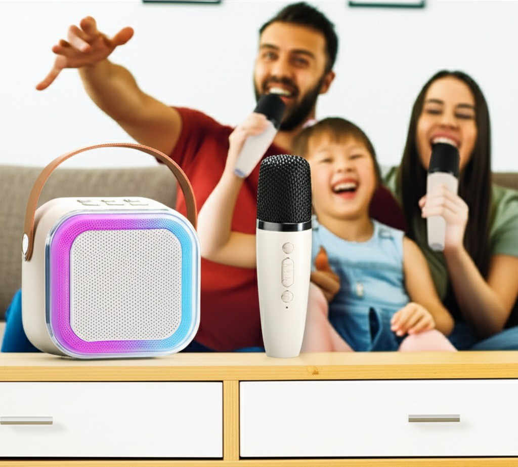 Karaoke Mikrofon Hoparlör Seti Bluetooth Profesyonel Ses Efektli