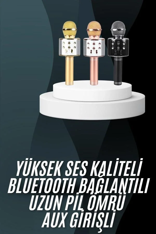 Karaoke Mikrofon Bluetooth Bağlantılı Aux Girişli Uzun Pil Ömrü Yüksek Ses Kaliteli Fiyatı, Yorumları ve Özellikleri
