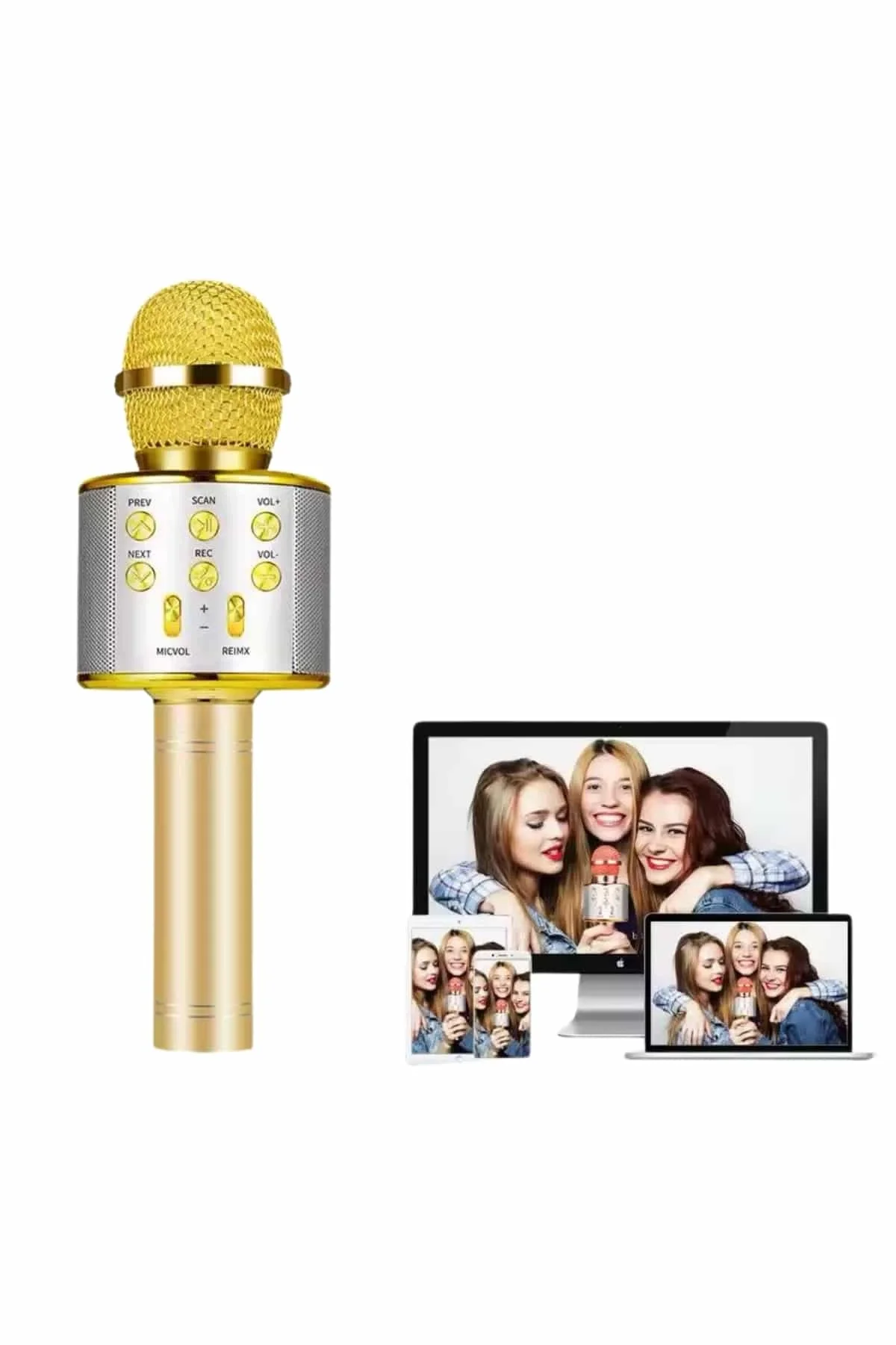 Karaoke Mikrofon Bluetooth Bağlantılı Aux Girişli Uzun Pil Ömrü Y