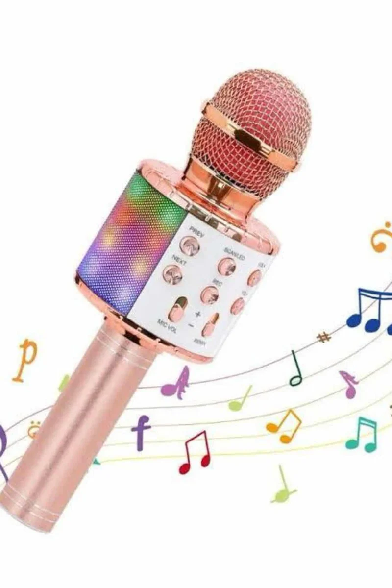 Karaoke Mikrofon Bluetooth Bağlantılı Aux Girişli Uzun Pil Ömrü - Yüksek Ses Kaliteli