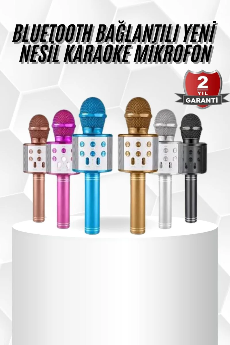Karaoke Mikrofon Bluetooth Bağlantılı Aux Girişli Uzun Pil Ömrü - Yüksek Ses Kaliteli