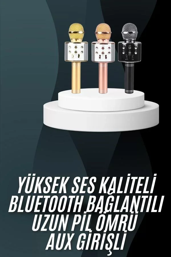Karaoke Mikrofon Bluetooth Bağlantılı Aux Girişli Uzun Pil Ömrü Y