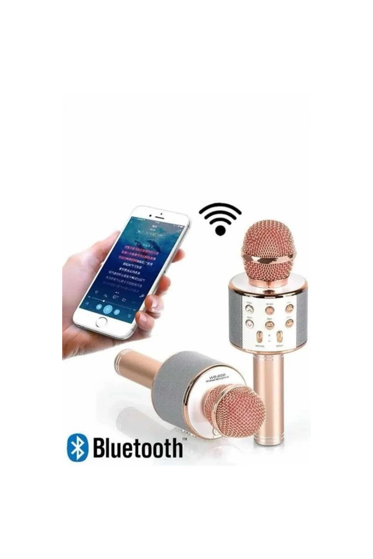 Karaoke Mikrofon Dahili Hoparlörlü Sd-usb-aux Girişli Bluetooth Hoparlör - Görsel 3