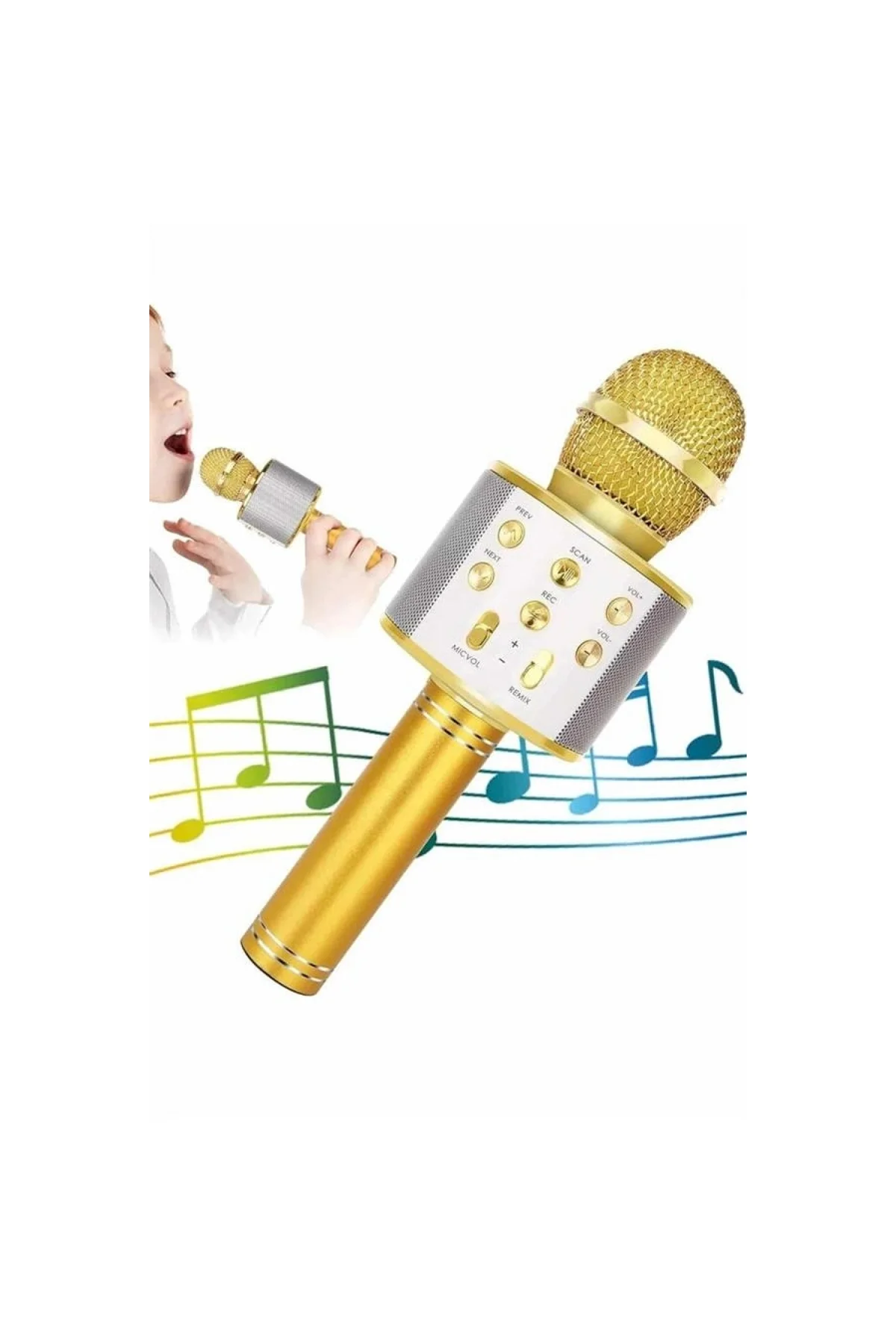 Karaoke Mikrofon Dahili Hoparlörlü Sd-usb-aux Girişli Bluetooth Hoparlör - Görsel 4