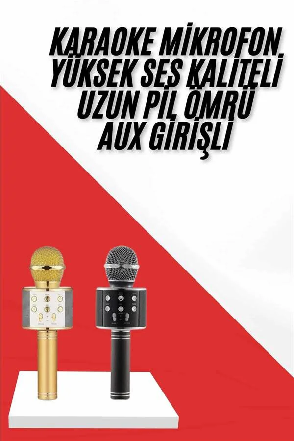 Karaoke Mikrofon Dahili Hoparlörlü Bluetooth Hoparlör - Bluetooth, USB, AUX ve SD Kart Girişli Çok Fonksiyonlu Ses Sistemi