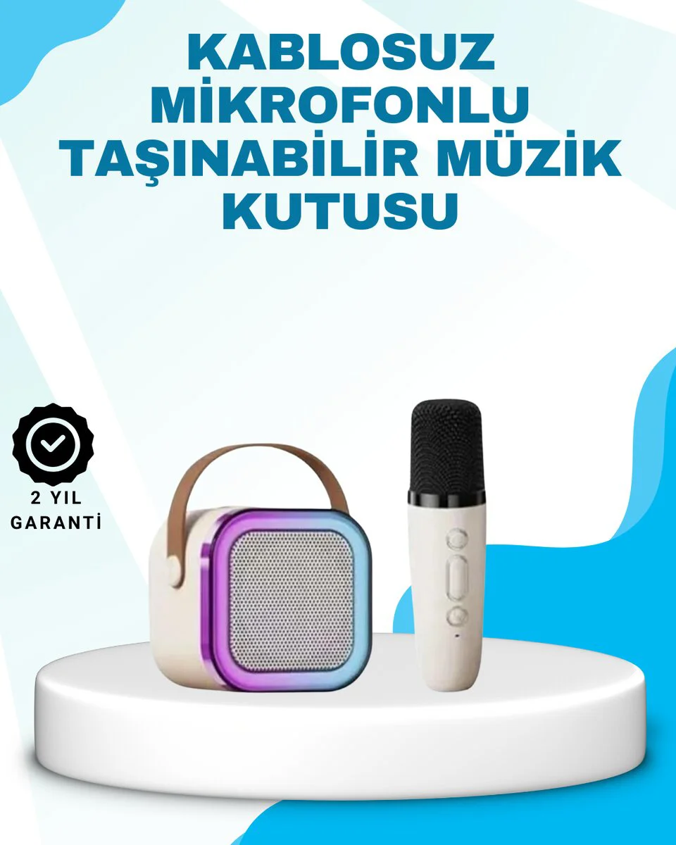 Karaoke Mikrofon Hoparlör Seti - Kablosuz Taşınabilir Bluetooth