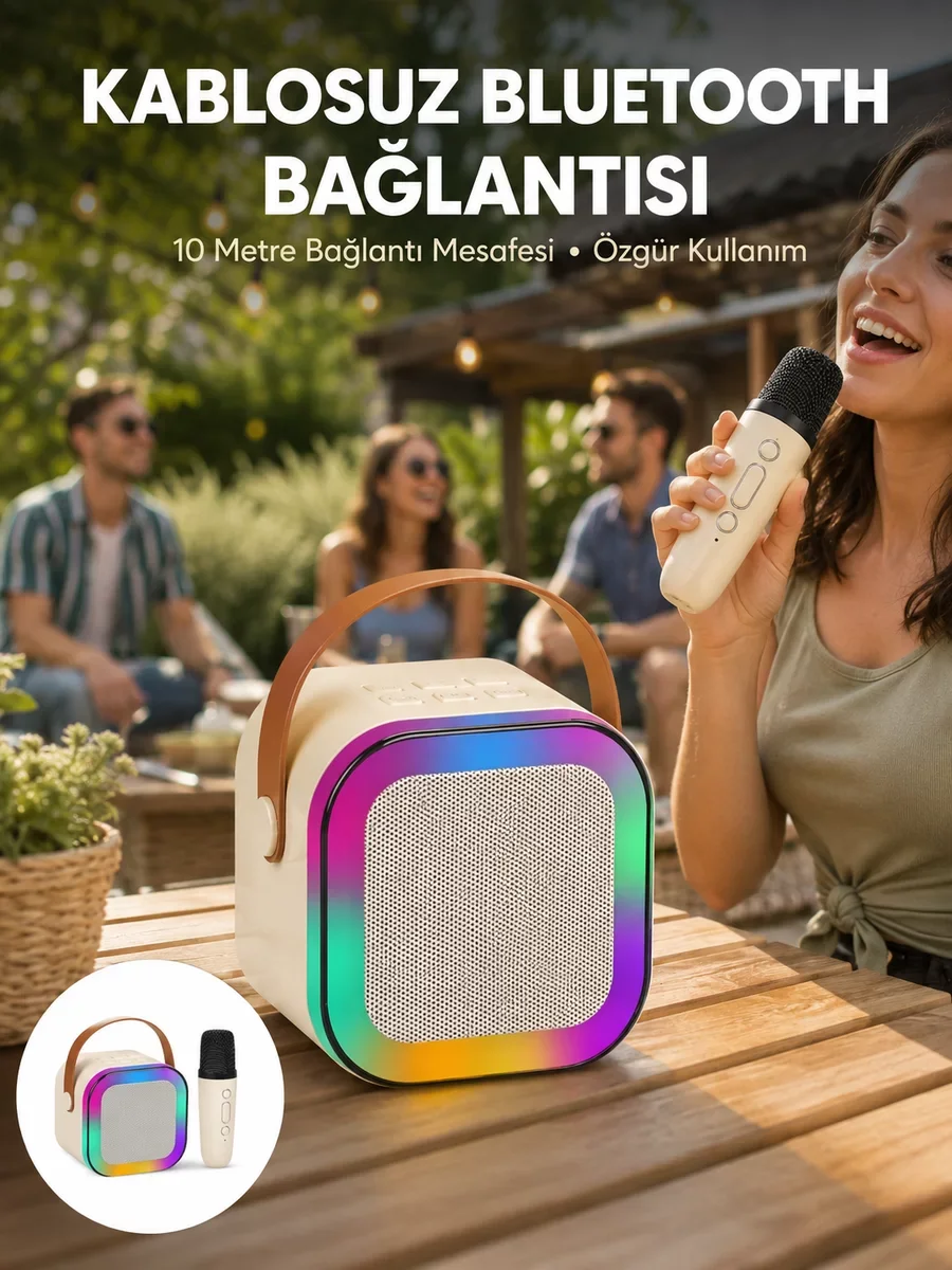 Karaoke Mikrofon Hoparlör Seti – Kablosuz 6 Saat Pil Ömrü ve Yeni Nesil Tasarım