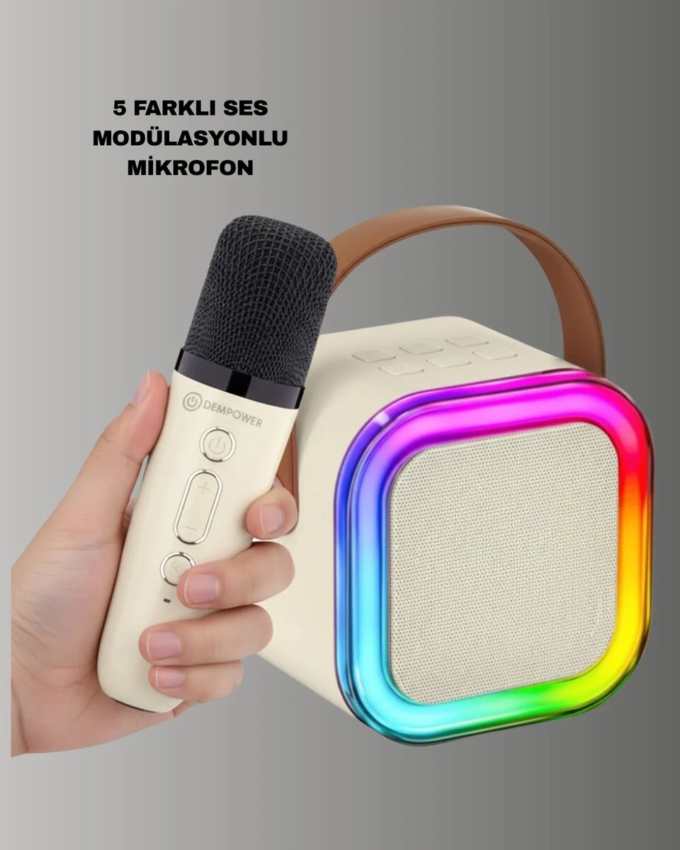 Karaoke Mikrofon Hoparlör Seti Bluetooth Kablosuz Taşınabilir