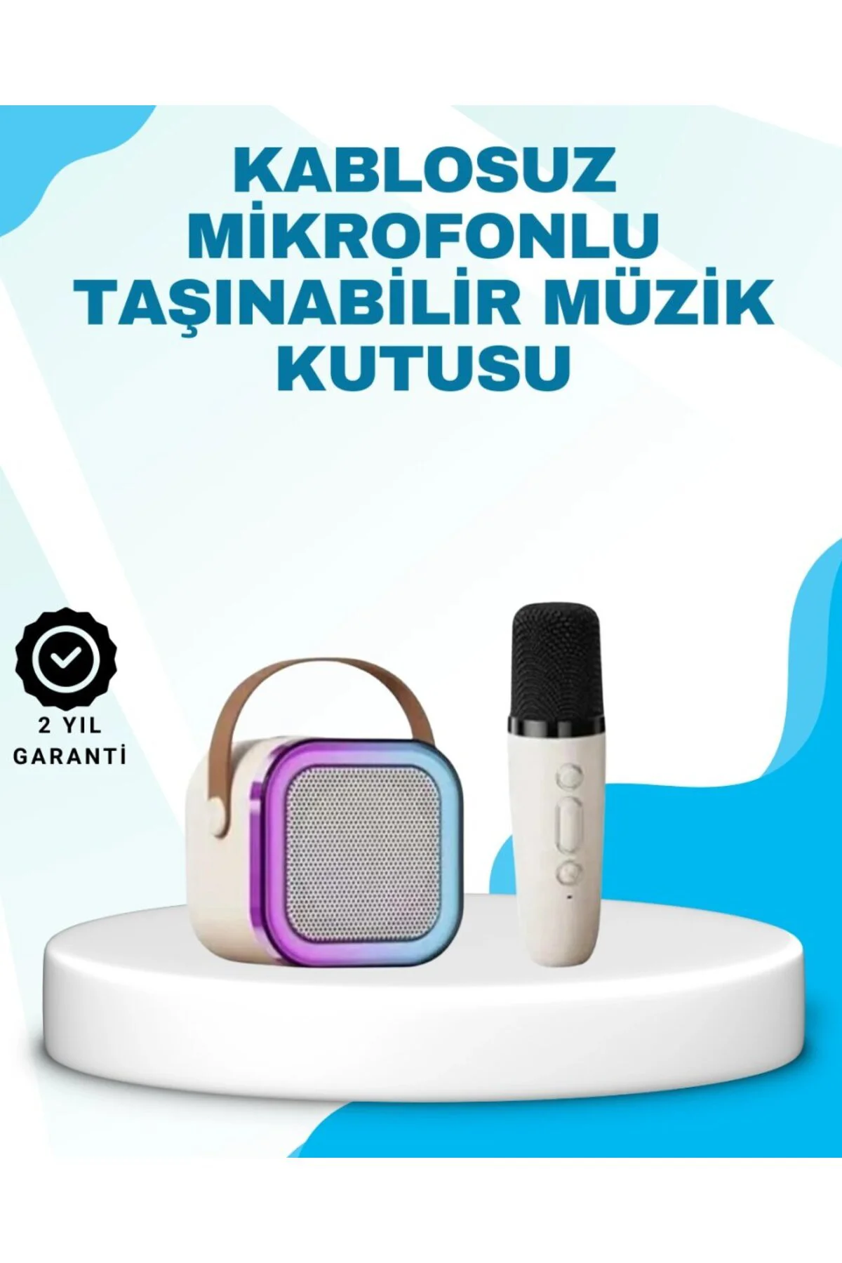Karaoke Mikrofon Hoparlör Seti Bluetooth Kablosuz Taşınabilir