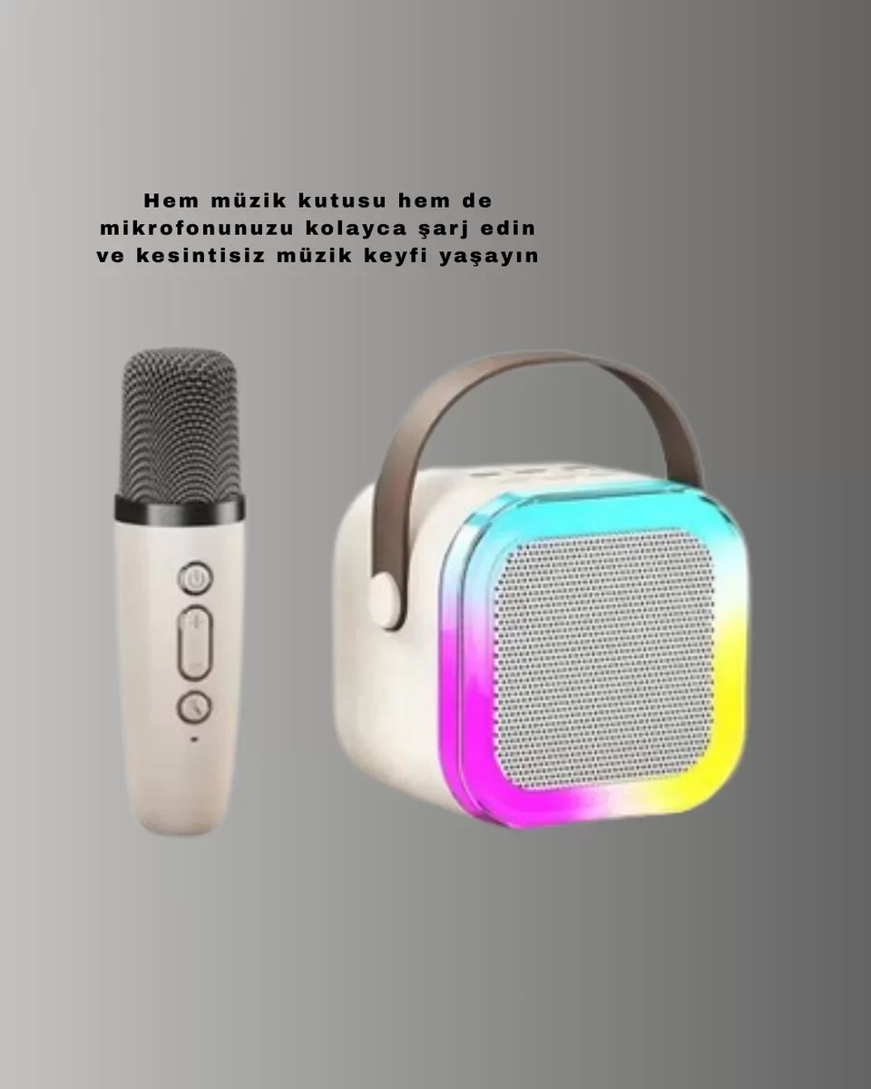 Karaoke Mikrofon Hoparlör Seti – Kablosuz 6 Saat Pil Ömrü ve Yeni Nesil Tasarım