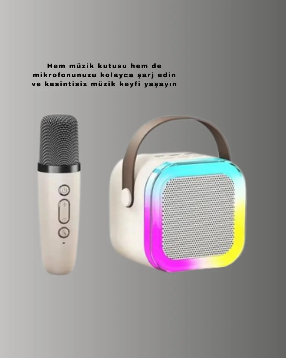 Karaoke Mikrofon Hoparlör Seti - Kablosuz Taşınabilir Bluetooth