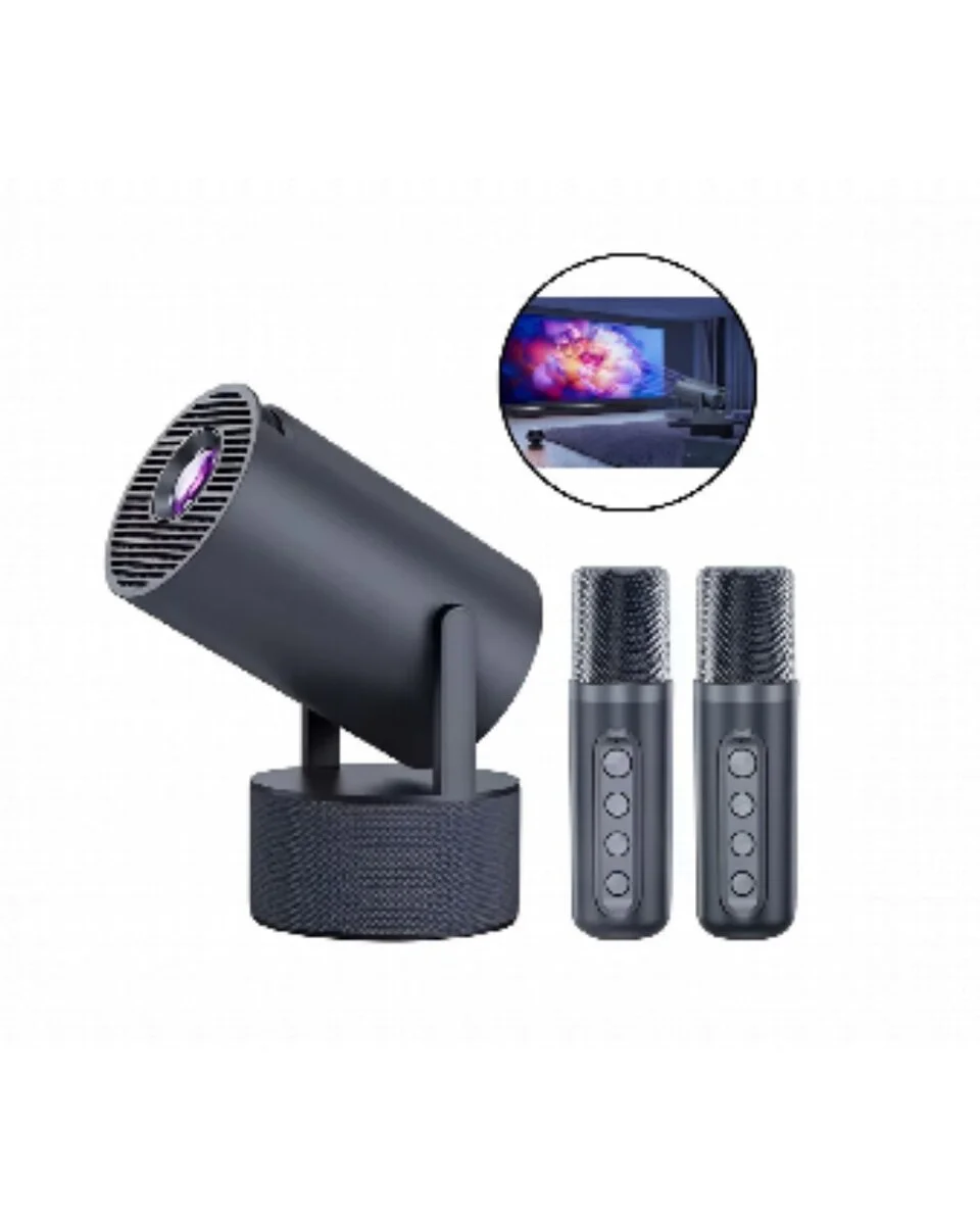 Karaoke Mikrofonlu Akıllı Projeksiyon Cihazı WiFi Bluetooth Destekli